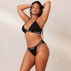 Bamboo Triangle BH und String/Slip Set - Ganz Schwarz