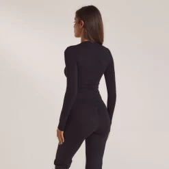 Baumwoll-Langarmshirt - Schwarz