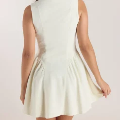 Besticktes Minikleid - Crèmefarbe