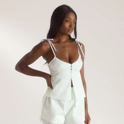 Bloom & Stripe Cami-Oberteil - Salbei