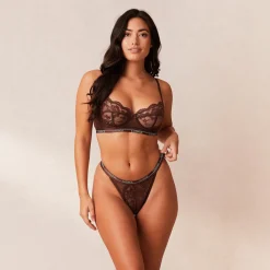 Blossom Balcony BH & String Set - Brunette