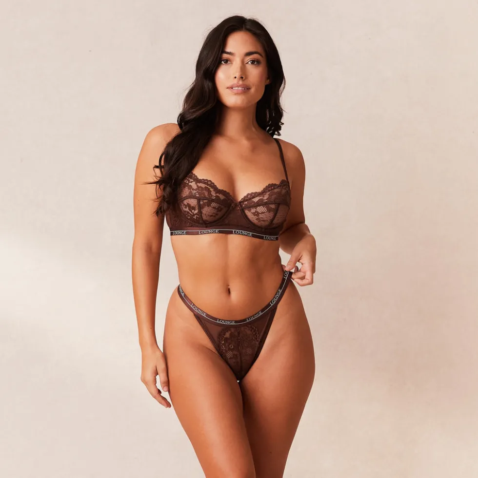 Blossom Balcony BH & String Set - Brunette