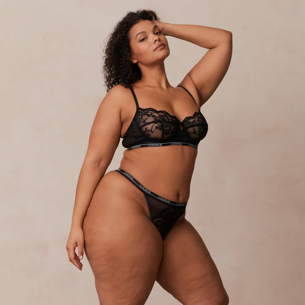Blossom Balcony BH und String Set - Schwarz