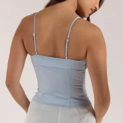 Cami mit Drapiertem Ausschnitt - Blau