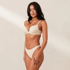 Comfort Push-Up T-shirt BH & String Set - Milchkaffee