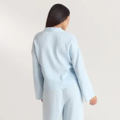 Crinkle Pyjamahemd - Blau