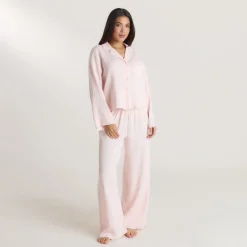 Crinkle Pyjamahemd - Rosa