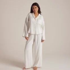 Crinkle Pyjamahemd - Weiß
