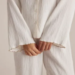 Crinkle Pyjamahemd - Weiß