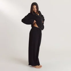 Crinkle Pyjamahose - Schwarz