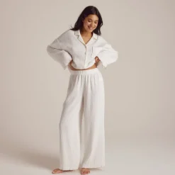 Crinkle Pyjamahose - Weiß