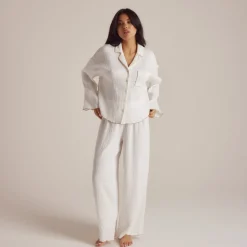 Crinkle Pyjamahose - Weiß