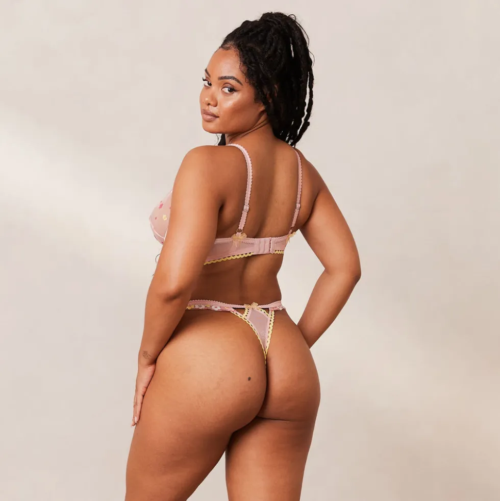 Fleur Balcony Bra und String Set - Rosa
