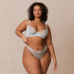 Fleur Balcony Bra und String Set - Blau