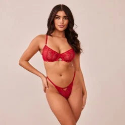 Flirt Balcony BH und String/Slip Set - Kastanienbraun