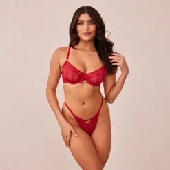 Flirt Balcony BH und String/Slip Set - Kastanienbraun