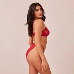 Flirt Balcony BH und String/Slip Set - Kastanienbraun