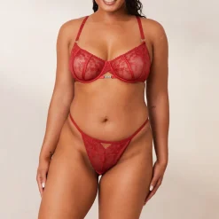 Flirt Balcony BH und String/Slip Set - Kastanienbraun