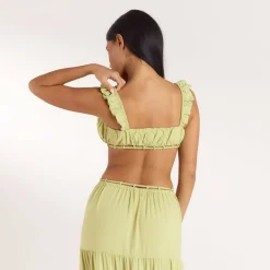 Gerüschtes Bralette (Set) - Gewaschene Limone
