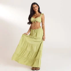 Gerüschtes Bralette (Set) - Gewaschene Limone