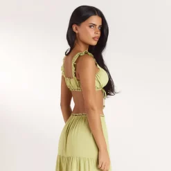 Gerüschtes Bralette (Set) - Gewaschene Limone