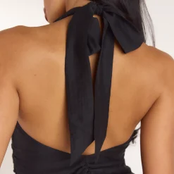 Gerüschtes Tencel Minikleid - Schwarz