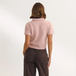 Gestrickter Poloshirt - Rosa