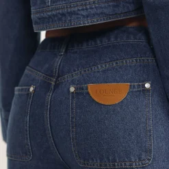 Hochtaillierte Jeans mit Weitem Bein - Blau