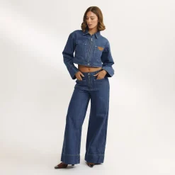 Hochtaillierte Jeans mit Weitem Bein - Blau