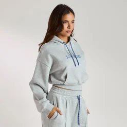 Kurzer Hoodie - Grauer Melange