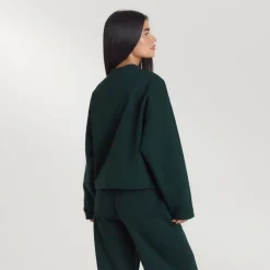 Lounge Living Pullover mit Viertel-Zip - Waldgrün