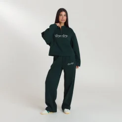 Lounge Living Pullover mit Viertel-Zip - Waldgrün