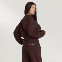 Lounge Living Pullover mit Viertel-Zip - Schokolade