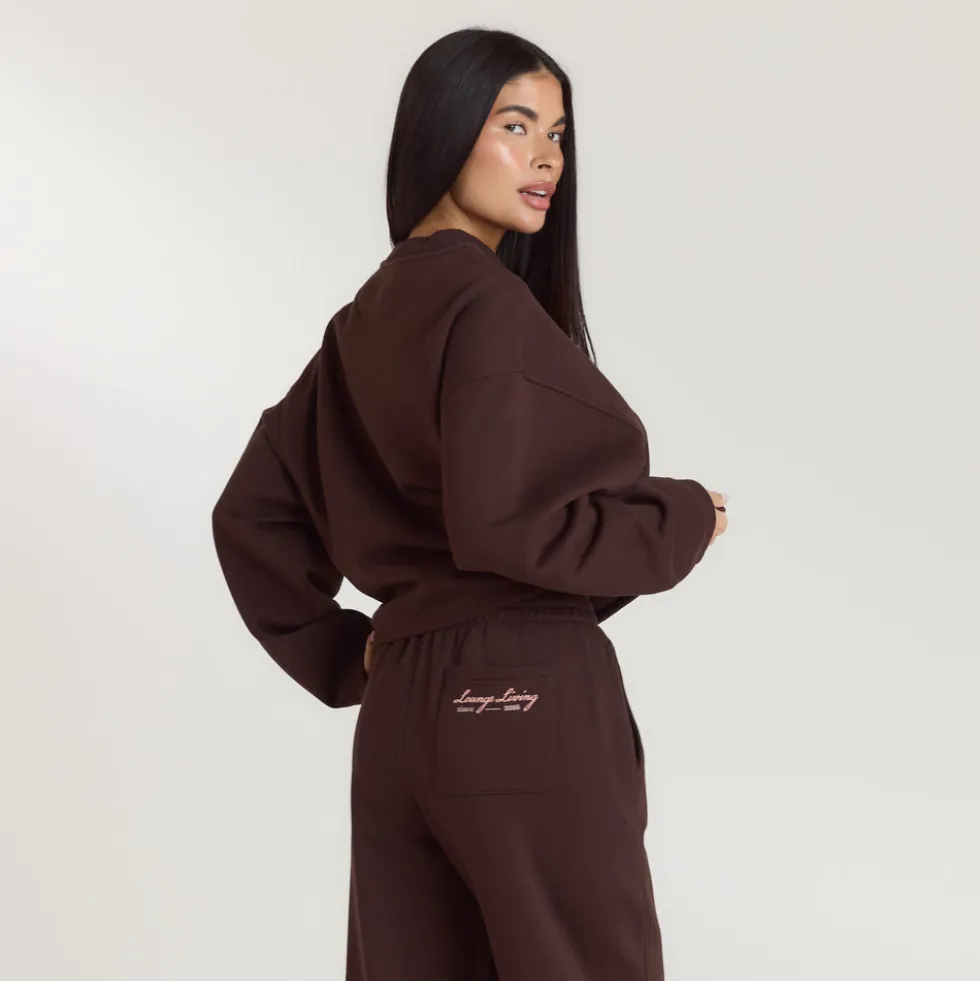 Lounge Living Pullover mit Viertel-Zip - Schokolade
