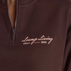 Lounge Living Pullover mit Viertel-Zip - Schokolade