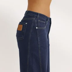 Low-Rise-Jeans mit Weitem Bein - Indigo