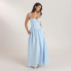Maxikleid mit Korsetterie - Blau