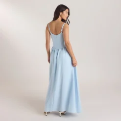 Maxikleid mit Korsetterie - Blau