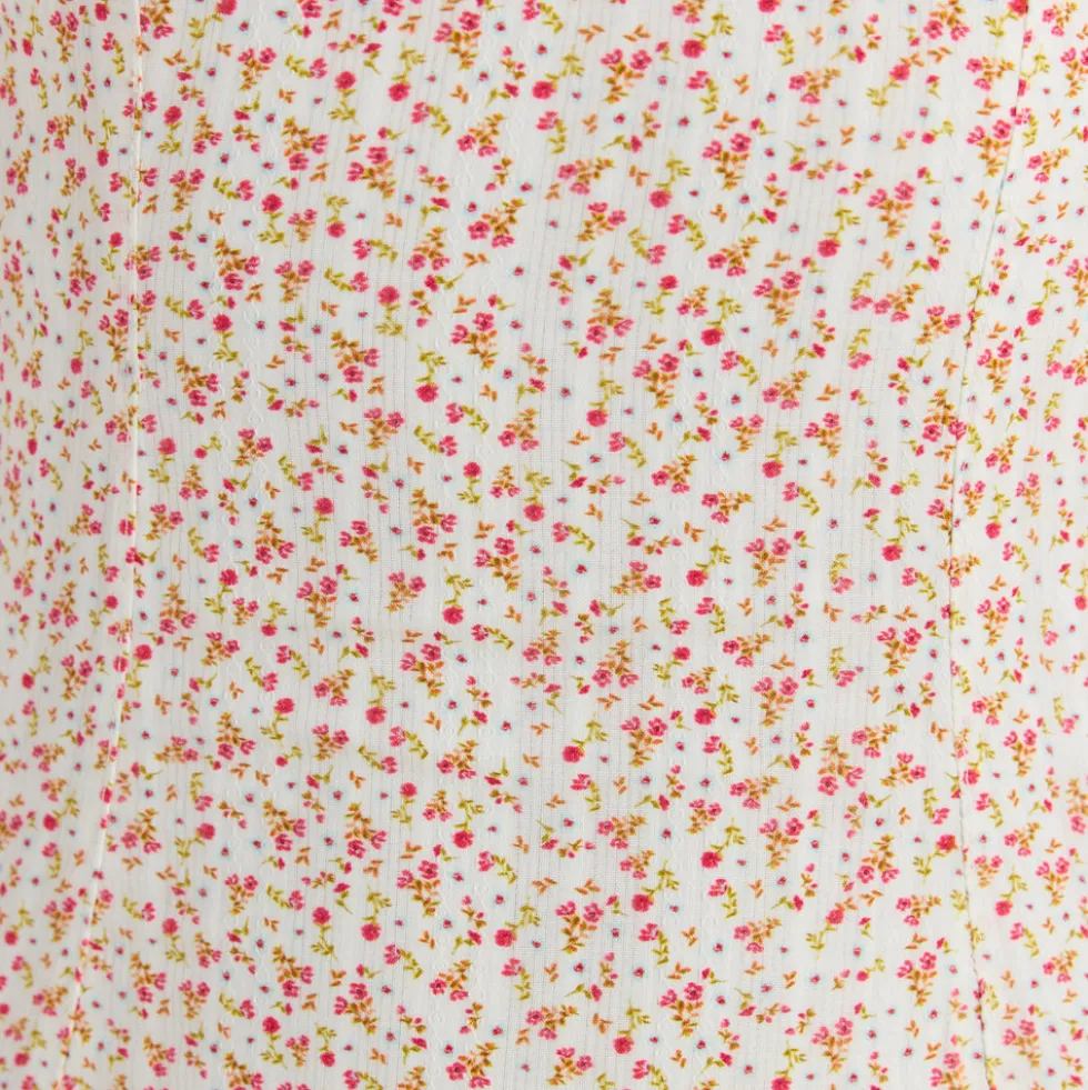 Maxikleid mit Korsetterie - Blumencreme