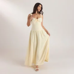 Maxikleid mit Niedriger Taille - Zitrone
