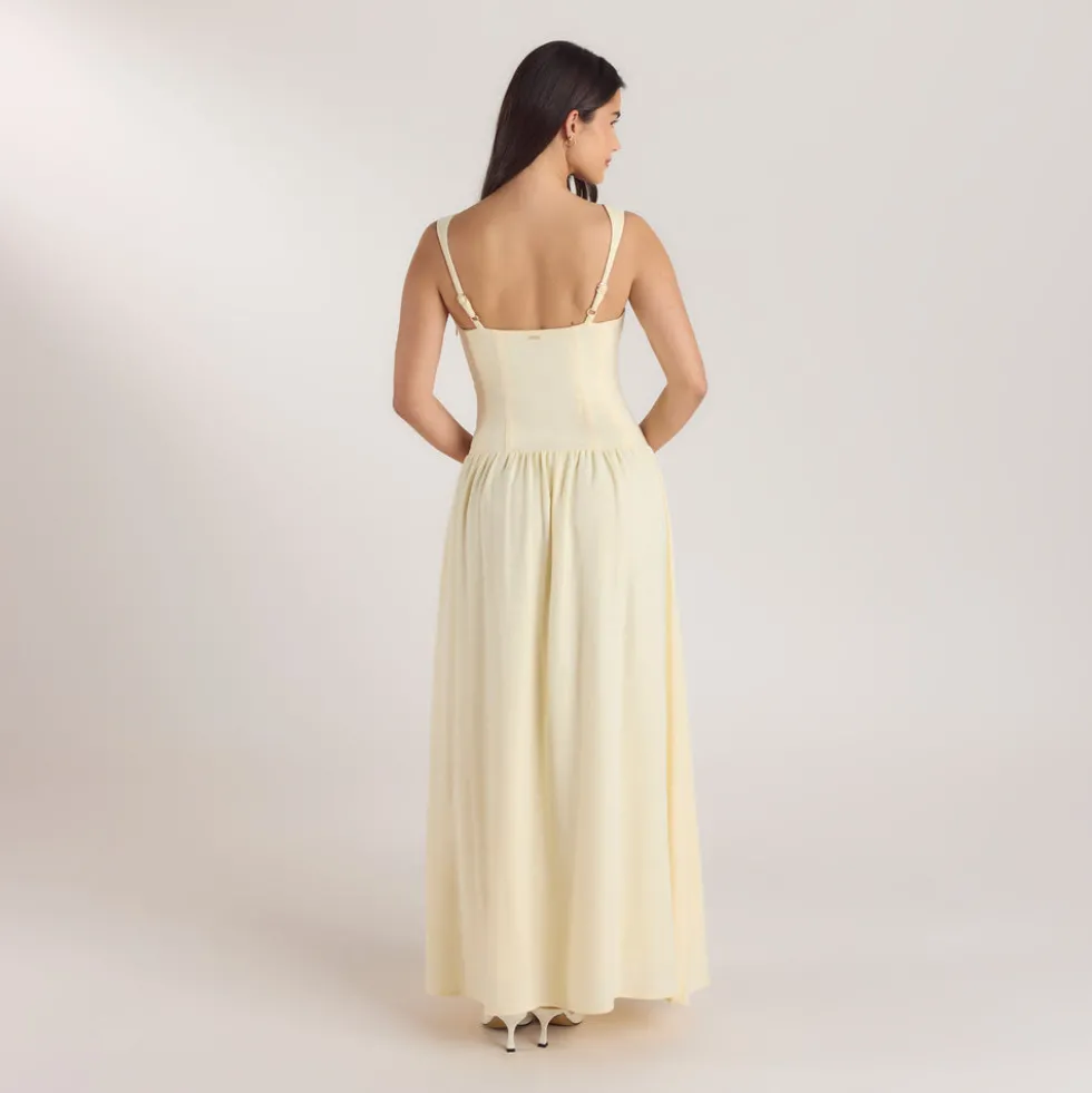 Maxikleid mit Niedriger Taille - Zitrone