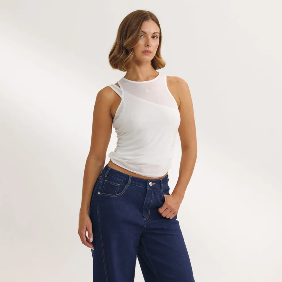 Mehrlagiges Tanktop - Weiß