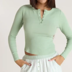 Mistletoe Henley Pyjamahemd - Salbei