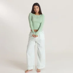 Mistletoe Henley Pyjamahemd - Salbei