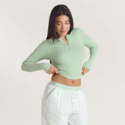 Mistletoe Henley Pyjamahemd - Salbei