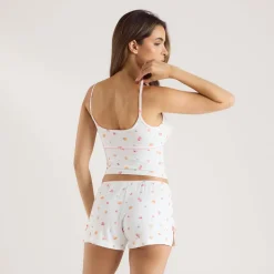 Modal Cami Pyjama-Oberteil - Weißes Obst