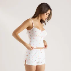 Modal Cami Pyjama-Oberteil - Weißes Obst