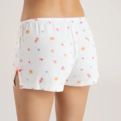 Modal Pyjama-Shorts - Weißes Obst