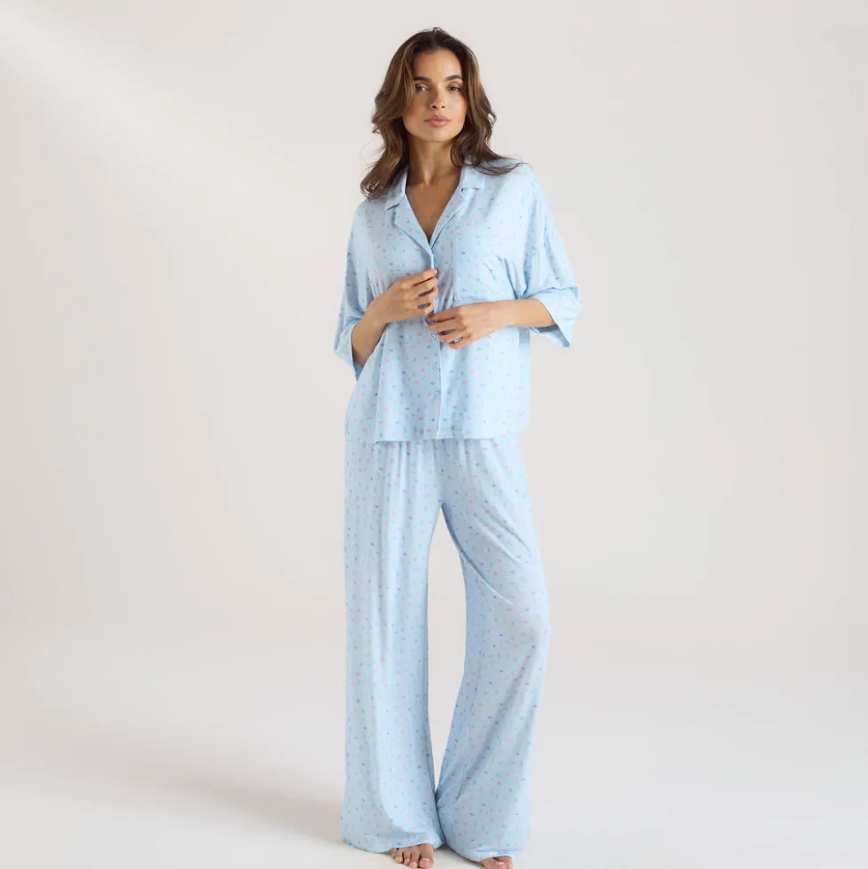 Modal Pyjama-Unterteil - Florales Blau