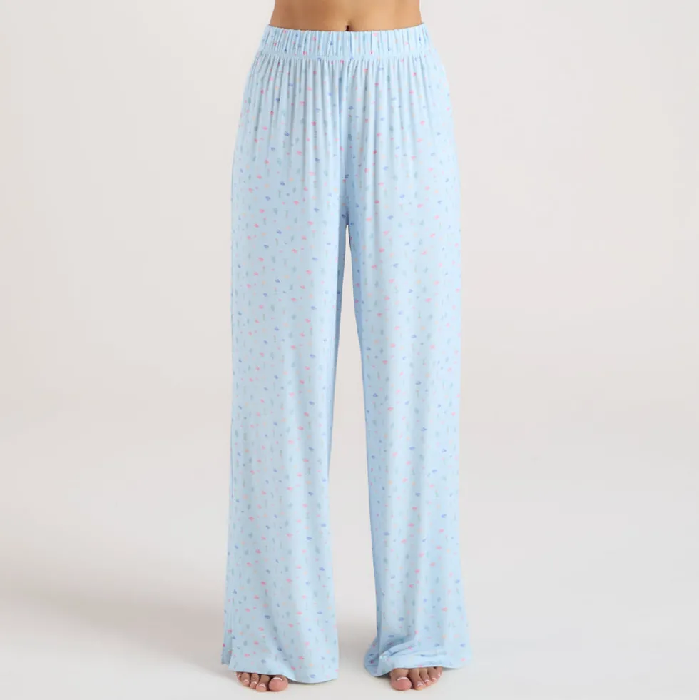 Modal Pyjama-Unterteil - Florales Blau